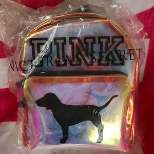 Brand new PINK holographic mini backpack